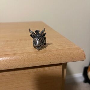 Silver Goat Head Ring